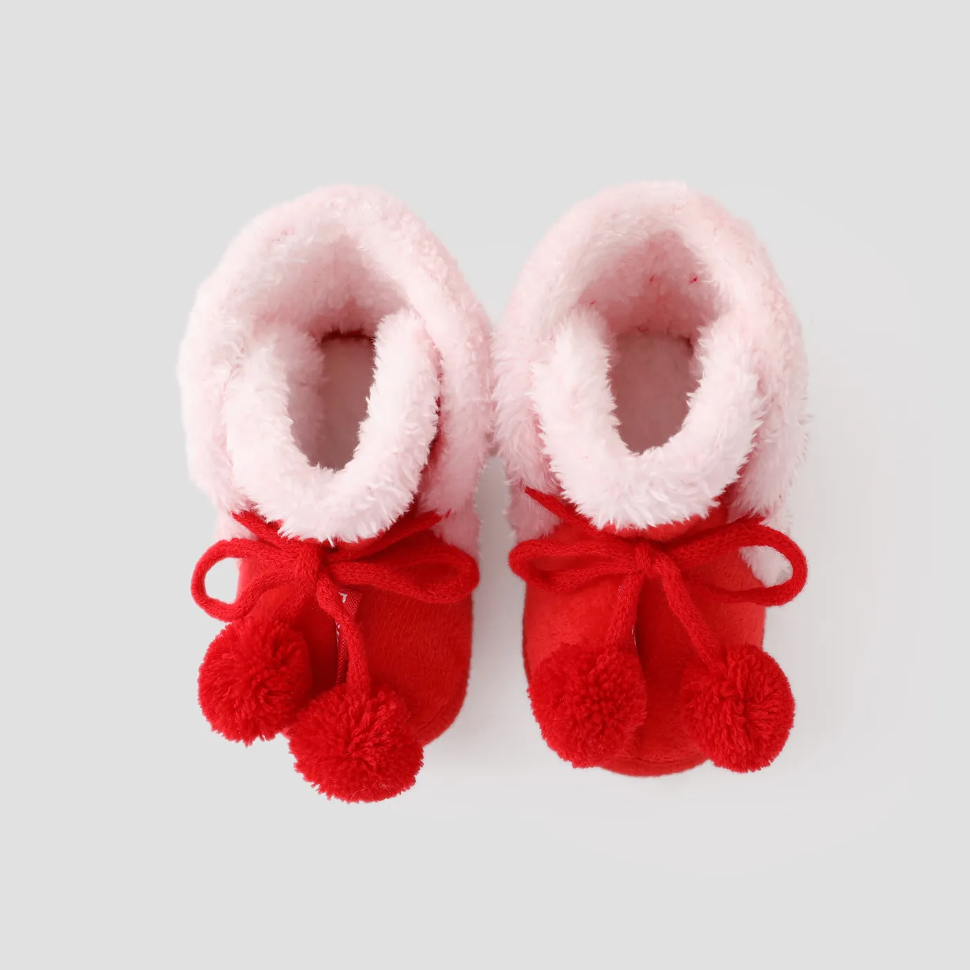 Christmas Baby & Toddler Pompom Decor Furry Prewalker Shoes Red image 2