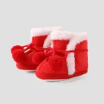 Christmas Baby & Toddler Pompom Decor Furry Prewalker Shoes Red