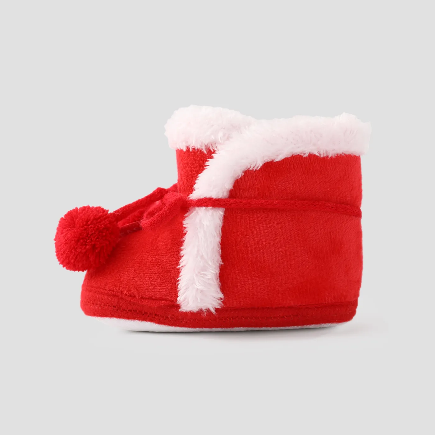 Christmas Baby & Toddler Pompom Decor Furry Prewalker Shoes Red image 3