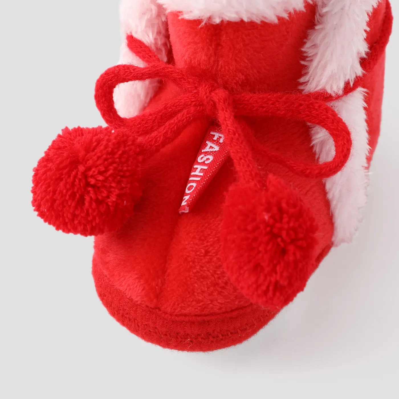 Christmas Baby & Toddler Pompom Decor Furry Prewalker Shoes Red image 4
