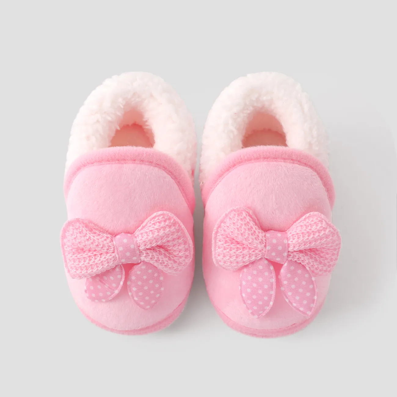 Baby & Toddler Girl Sweet Bow Decor Fleece Prewalker Shoes Pink big image 1
