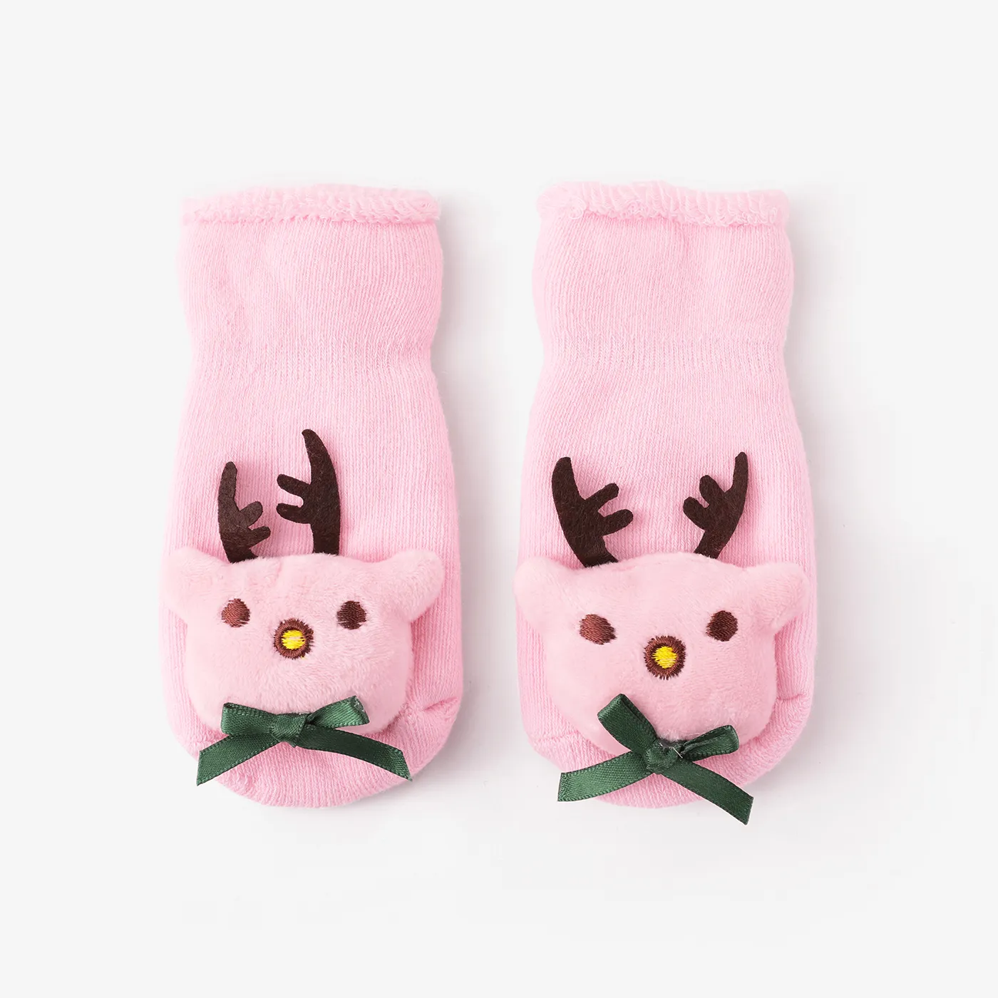 Christmas thickened terry newborn doll socks, indoor non-slip floor socks Pink image 2