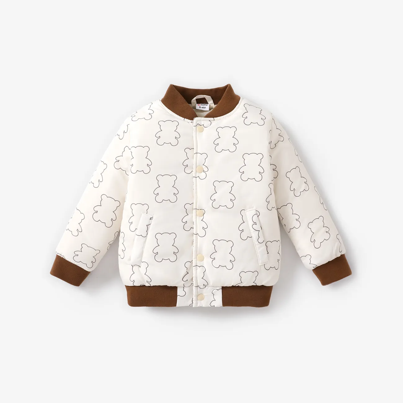Toddler Boy/Girl Fabric Stitching Cute Bear Winet Coat Beige big image 1