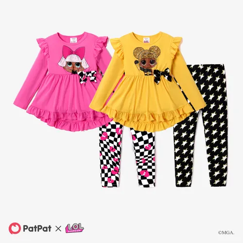 L.O.L. SURPRISE! Kid Girl 2pcs Character Print Long-sleeve Top and Allover Print Pants Set