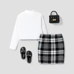Kid Girl Stand Collar Grid/Houndstooth Skirt Suit  image 2