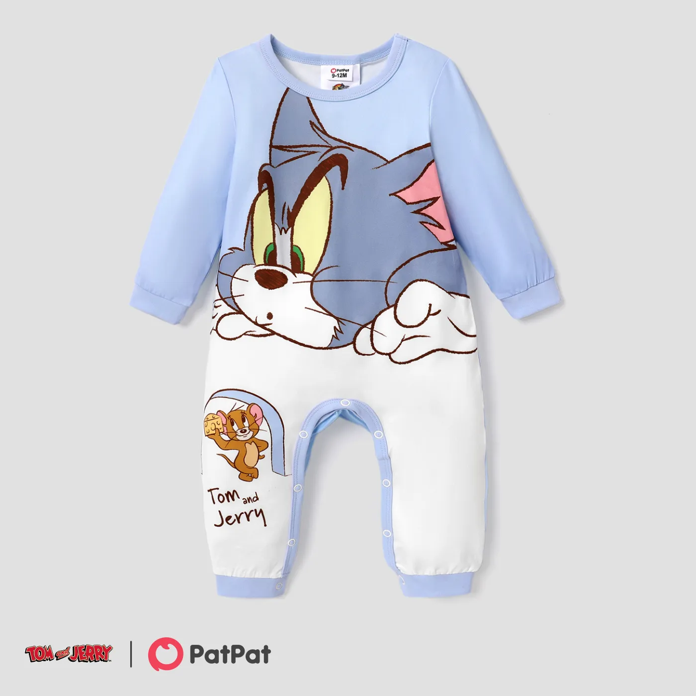 Tom and Jerry Baby Boy/Girl Cute Pattern Print Jumpsuit  Blue big image 1
