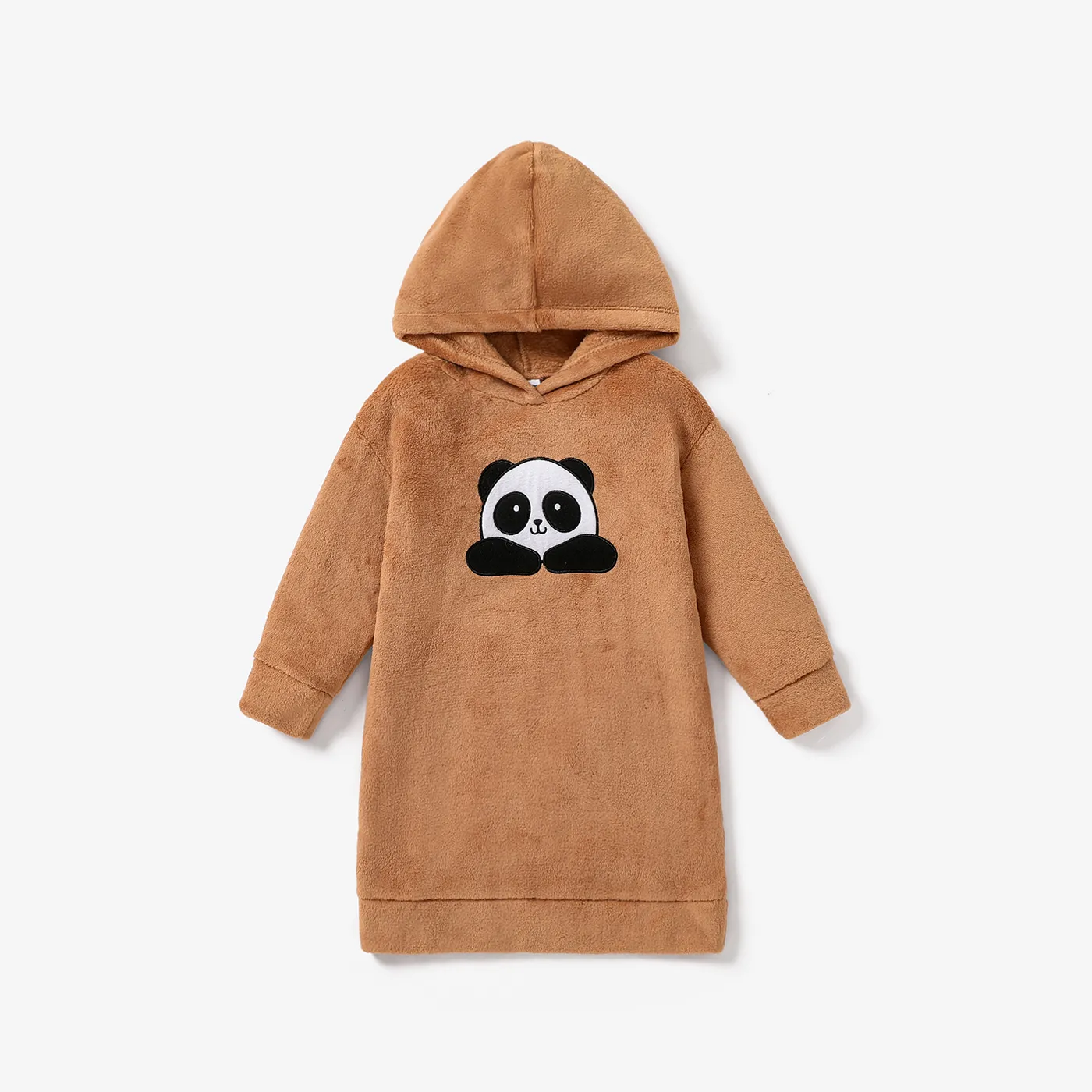 Toddler/Kid Girl Panda Pattern Hooded Pajama Set Kid Brown big image 1