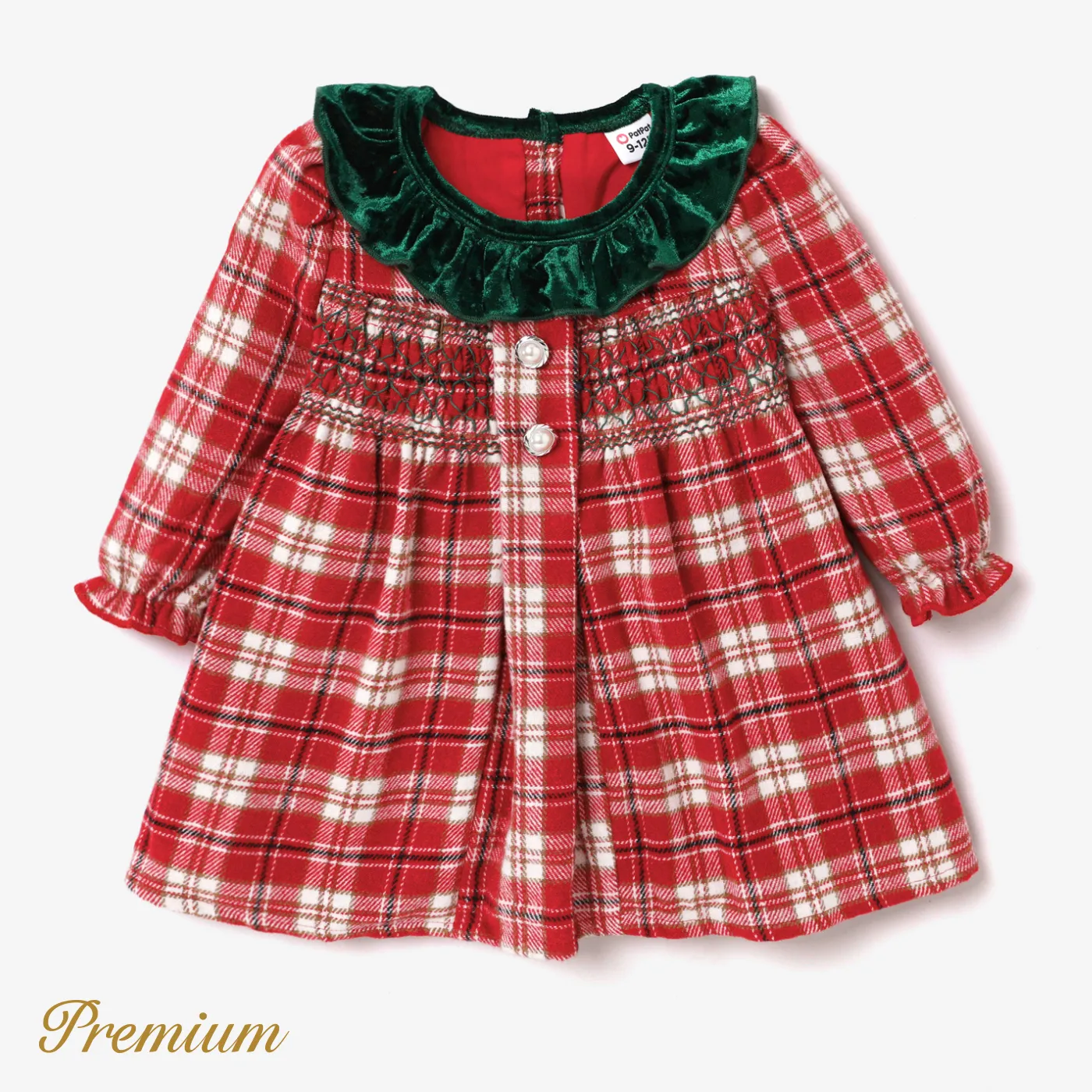 Natal Bebé Extremidades franzidas Elegante Manga comprida Vestidos Vermelho big image 1