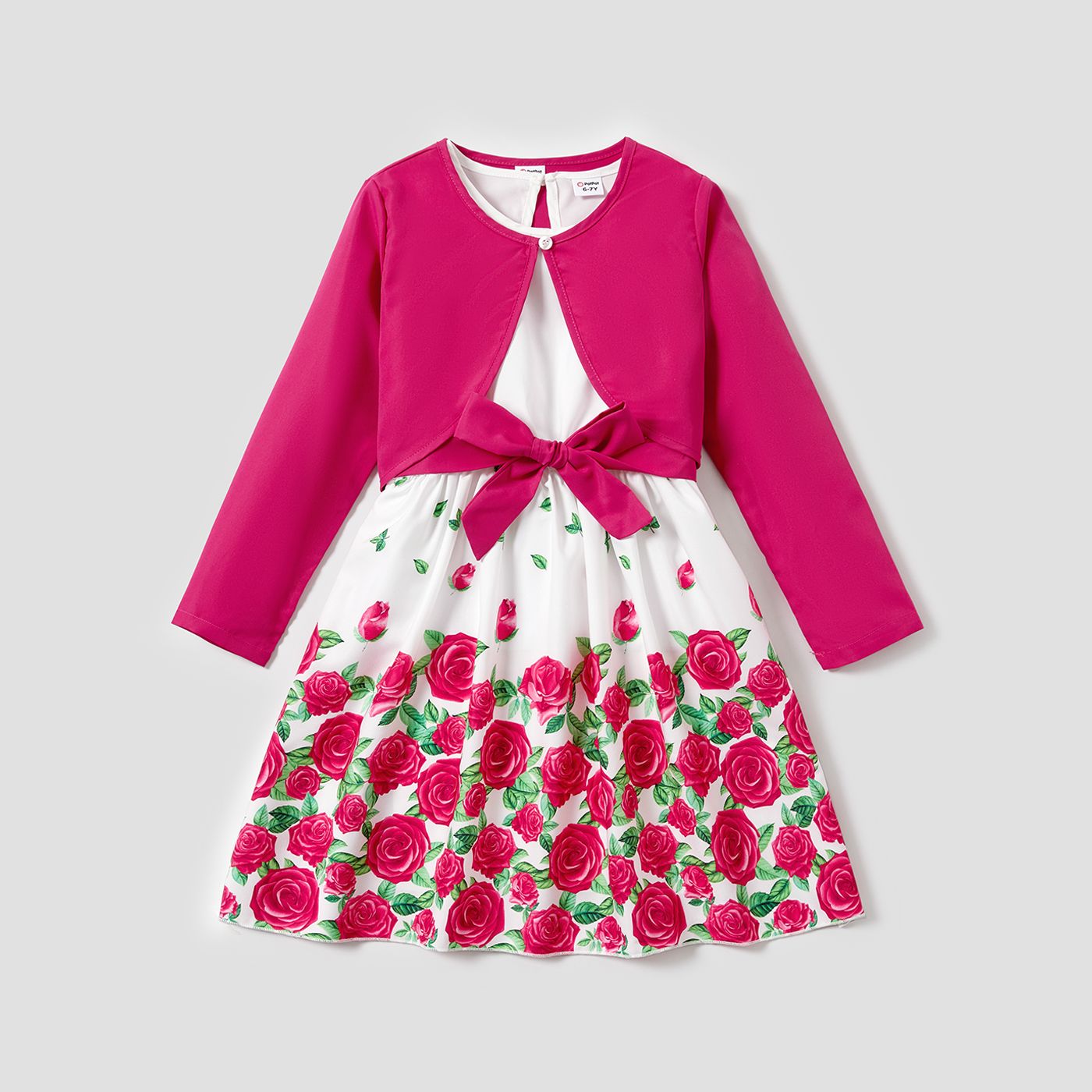 

3pcs Kid Girl Rose Pattern Bandage Design Suit Dress
