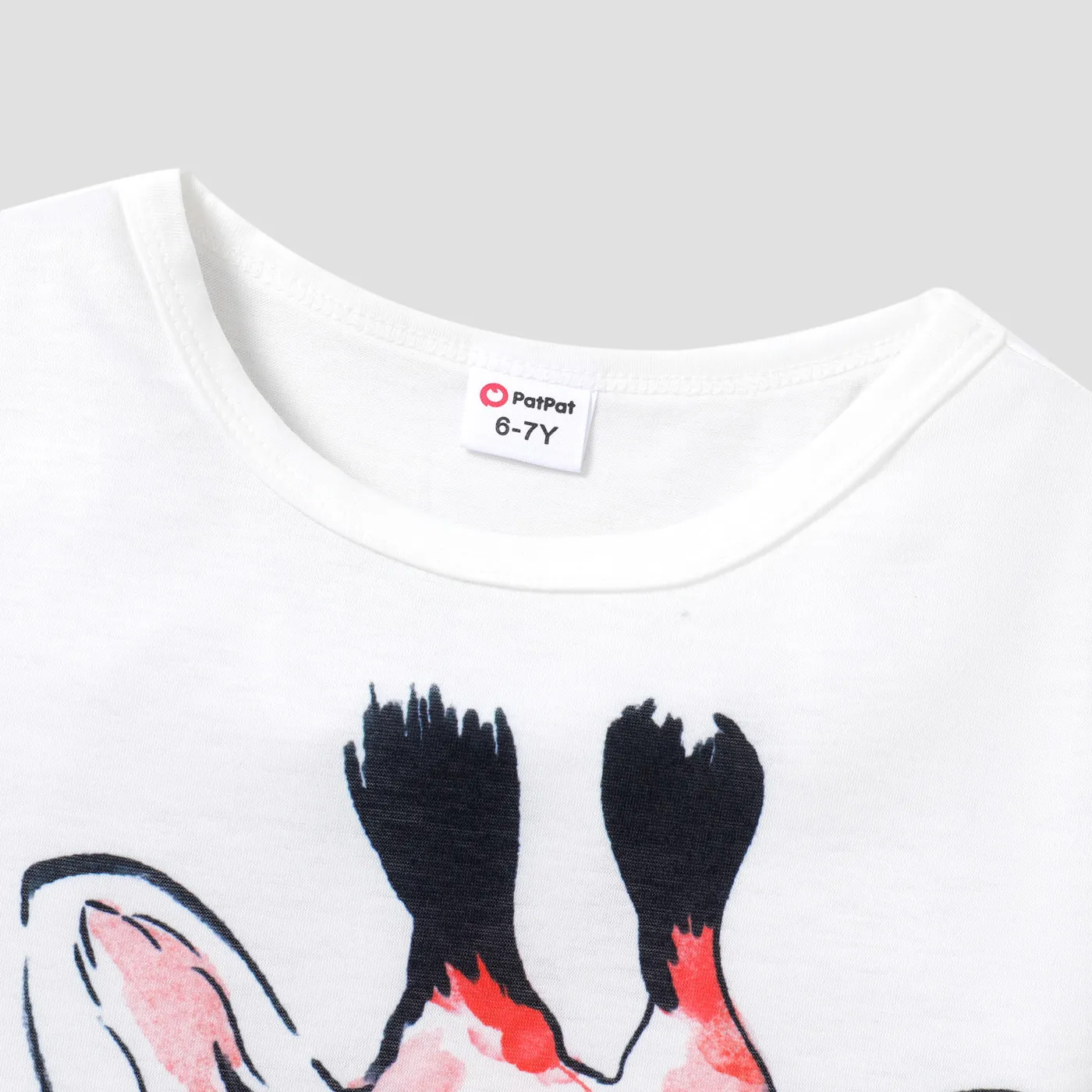 Kid Girl Giraffe Print Long-sleeve White Tee White image 3