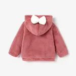 Toddler Girl Bowknot Design Fuzzy Hoodie Sweatshirt  image 2