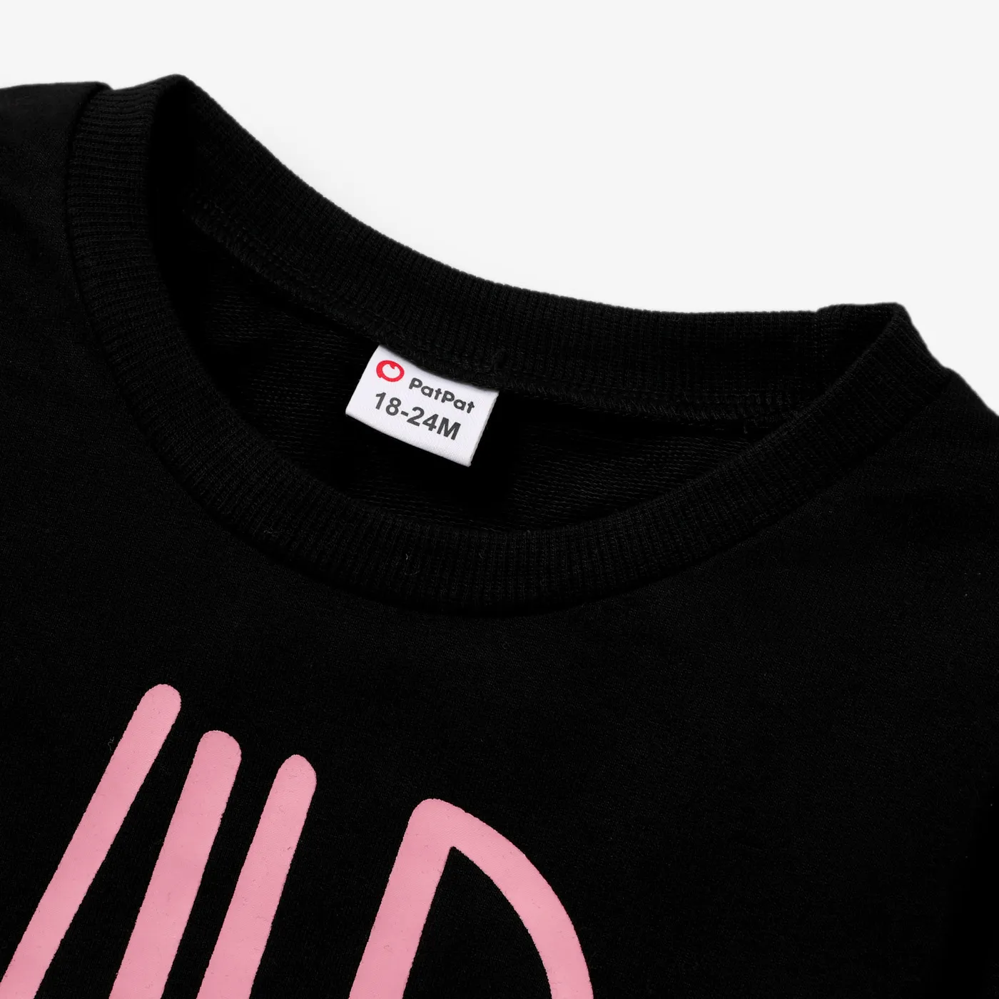 Toddler Girl Letter Print Casual Black Pullover Sweatshirt Black image 5