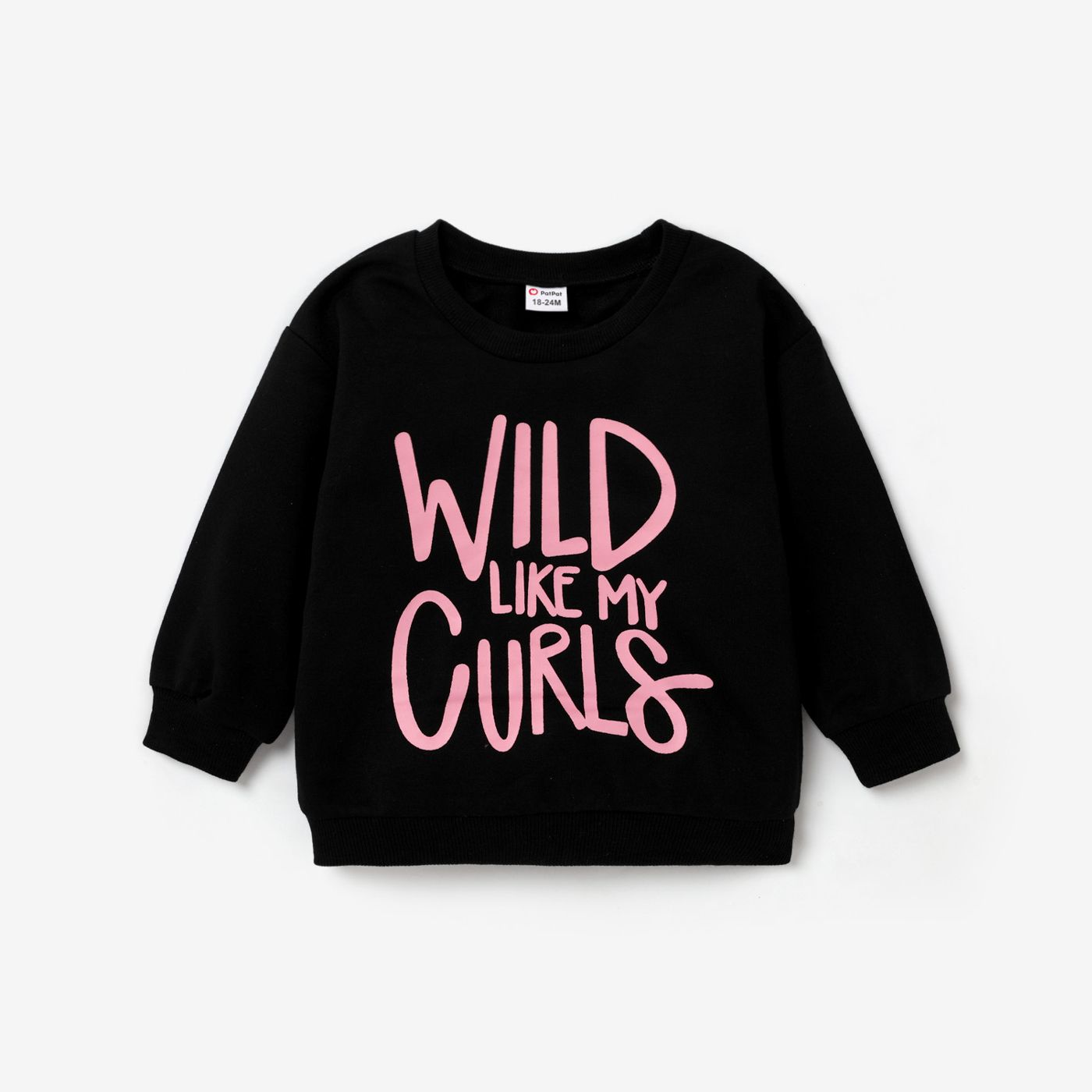 Toddler Girl Letter Print Casual Black Pullover Sweatshirt