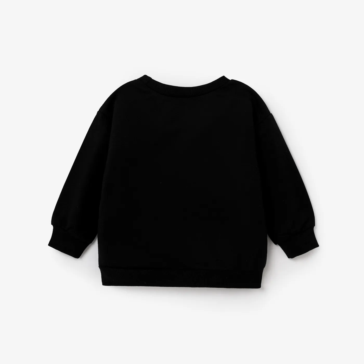 Toddler Girl Letter Print Casual Black Pullover Sweatshirt Black image 2
