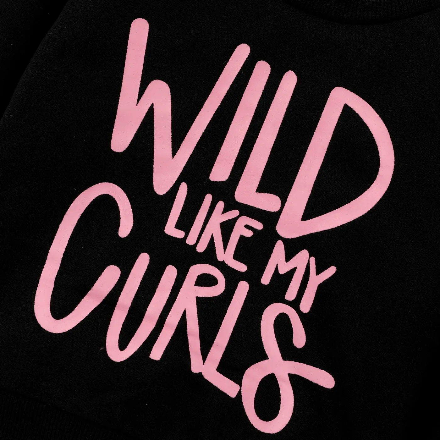 Toddler Girl Letter Print Casual Black Pullover Sweatshirt Black image 4