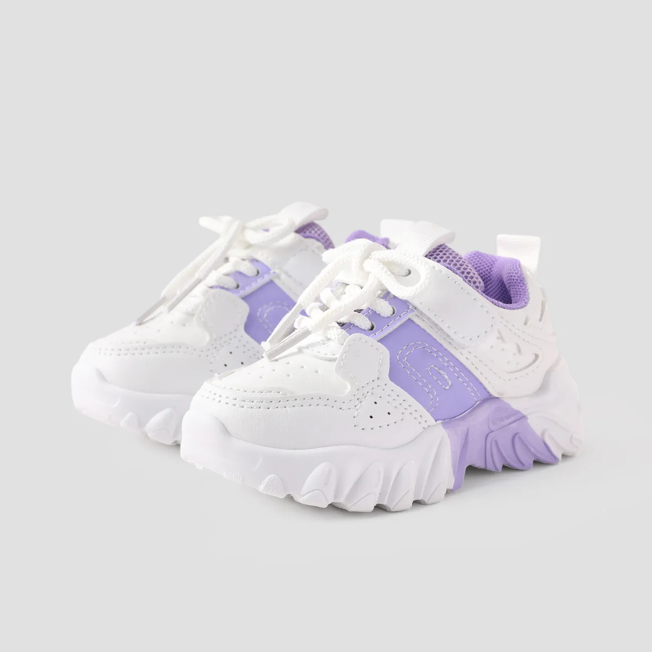 Toddler and Kids Color-block Lace-up Sports Shoes Purple big image 1