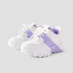 Toddler and Kids Color-block Lace-up Sports Shoes Purple