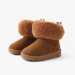 Toddler & Kids Solid Color Ear Decor Fleece Snow Boots Brown