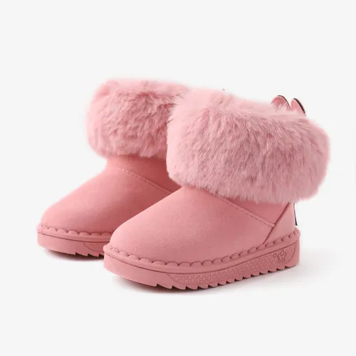 Toddler & Kids Solid Color Ear Decor Fleece Snow Boots