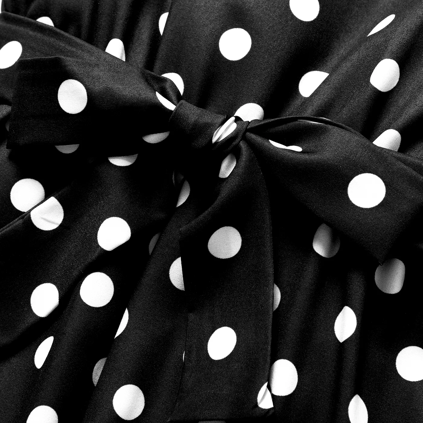 2pcs Toddler Girl Trendy Polka dots Flutter-sleeve Jumpsuits & Belt Black image 4