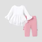 2pcs Baby Girl Sweet Lace Bowknot Long Sleeve Set White image 2