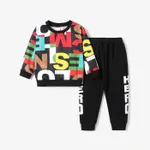 2-piece Toddler Boy Letter Print Pullover and Pants Set  image 2