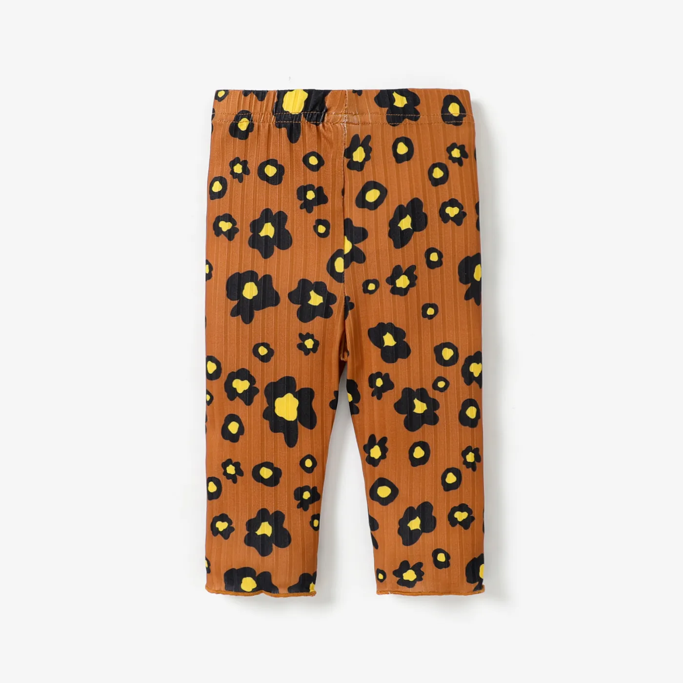 Baby Girl Brown/Apricot Leopard Print Ribbed Leggings Brown