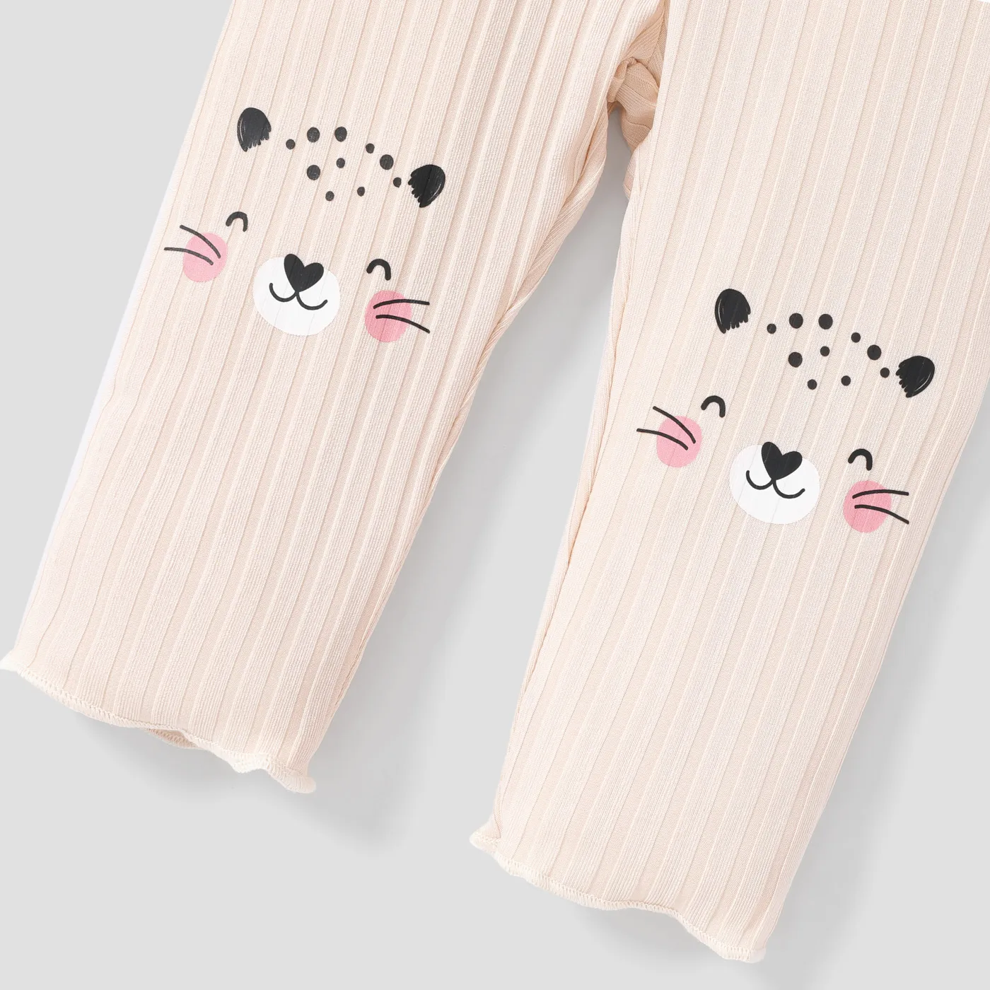 Baby Girl Brown/Apricot Leopard Print Ribbed Leggings Apricot image 3