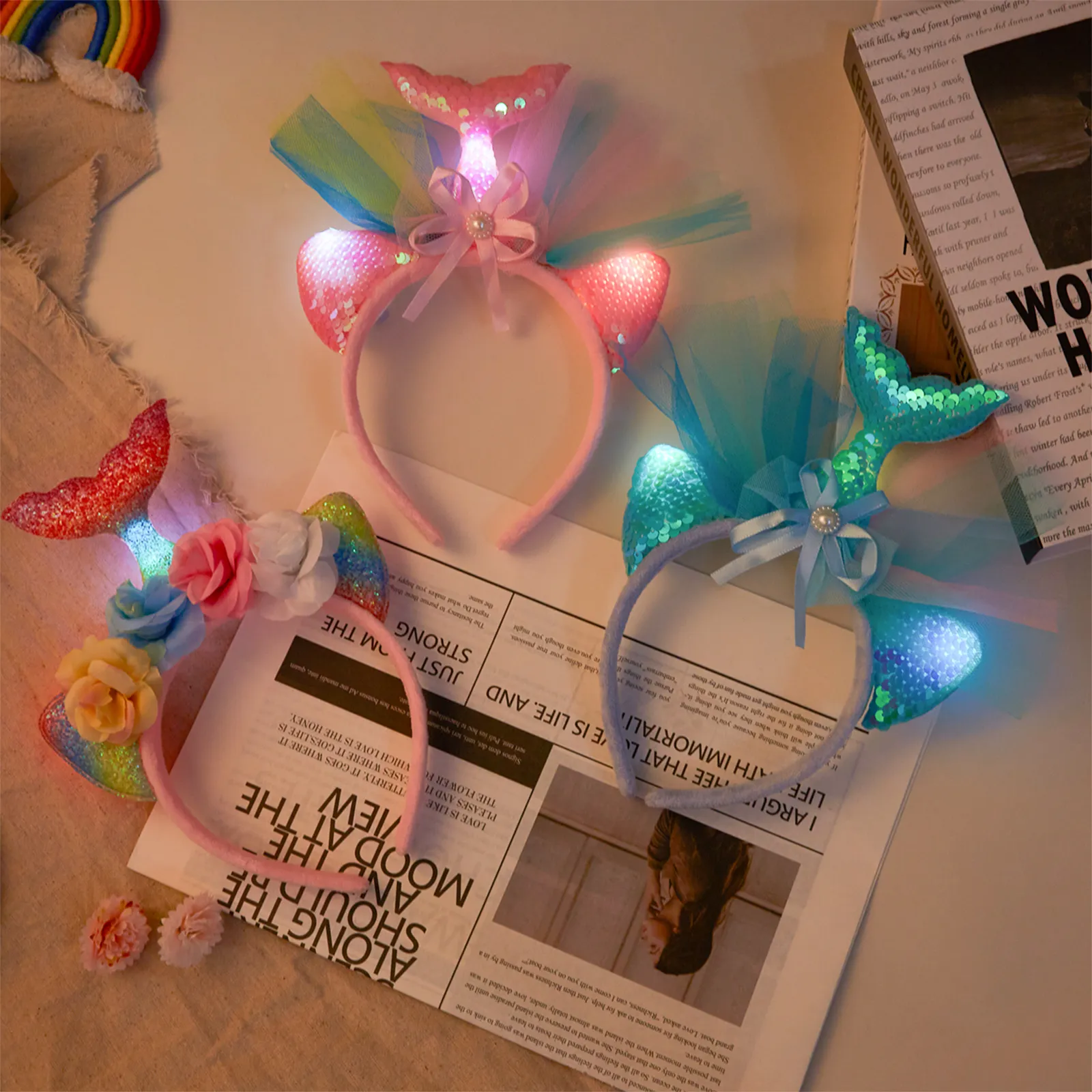Children likes halloween Cartoon Glowing Mermaid Decorative Headband