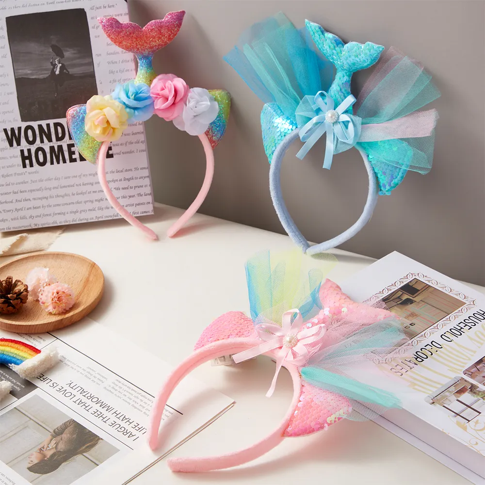 Children likes halloween Cartoon Glowing Mermaid Decorative Headband big image 4