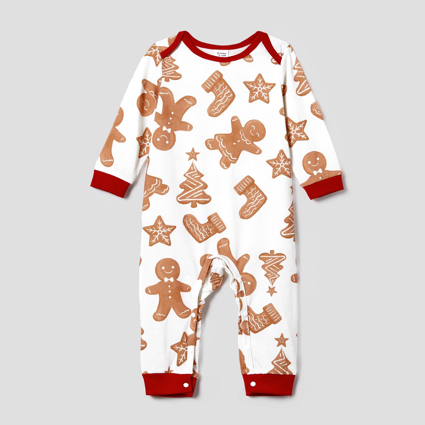 Christmas Family Matching Gingerbread Man & Letter Print Raglan-sleeve Naiaâ¢ Pajamas Sets (Flame Resistant)