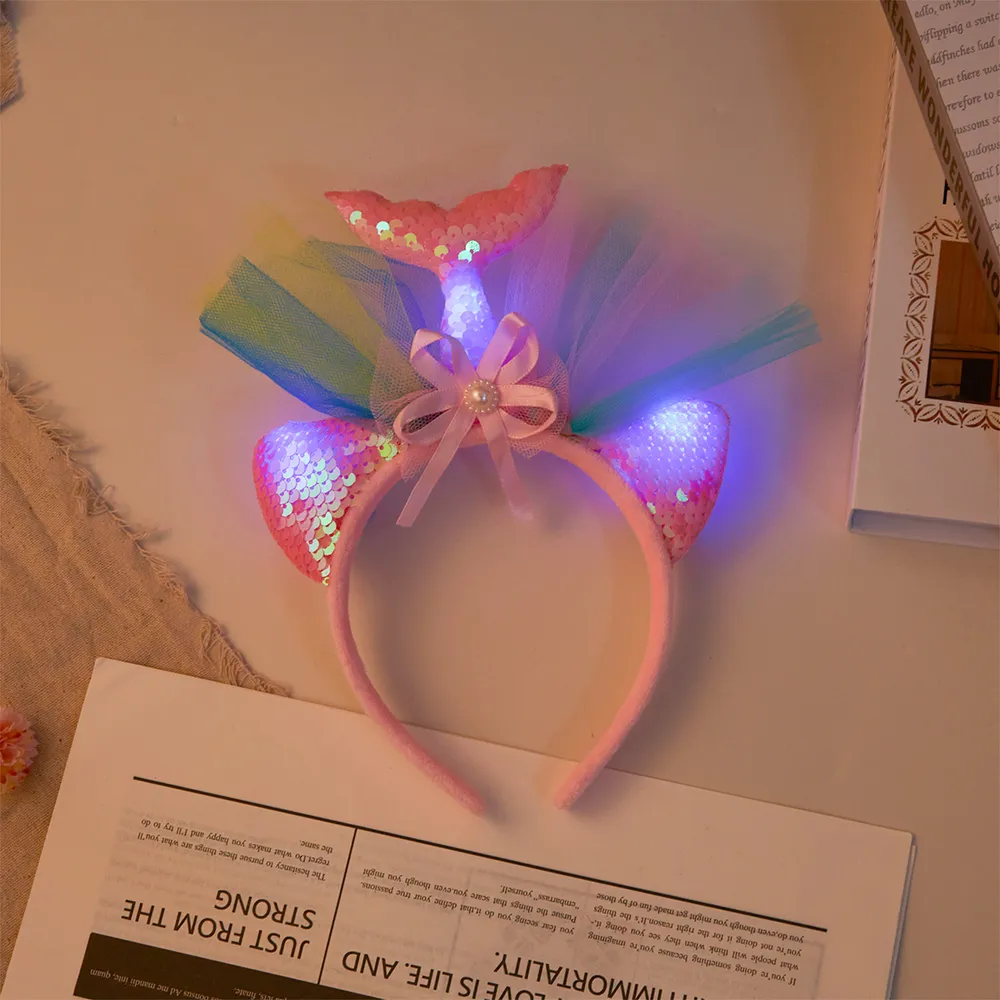 Children likes halloween Cartoon Glowing Mermaid Decorative Headband big image 2