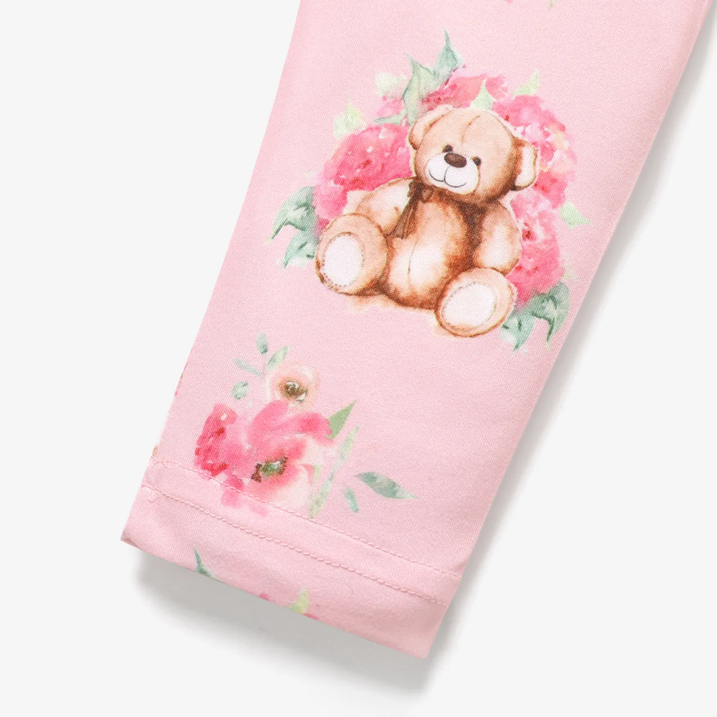 Baby Girl Allover Bear Print High Waist Leggings Pants Pink image 3