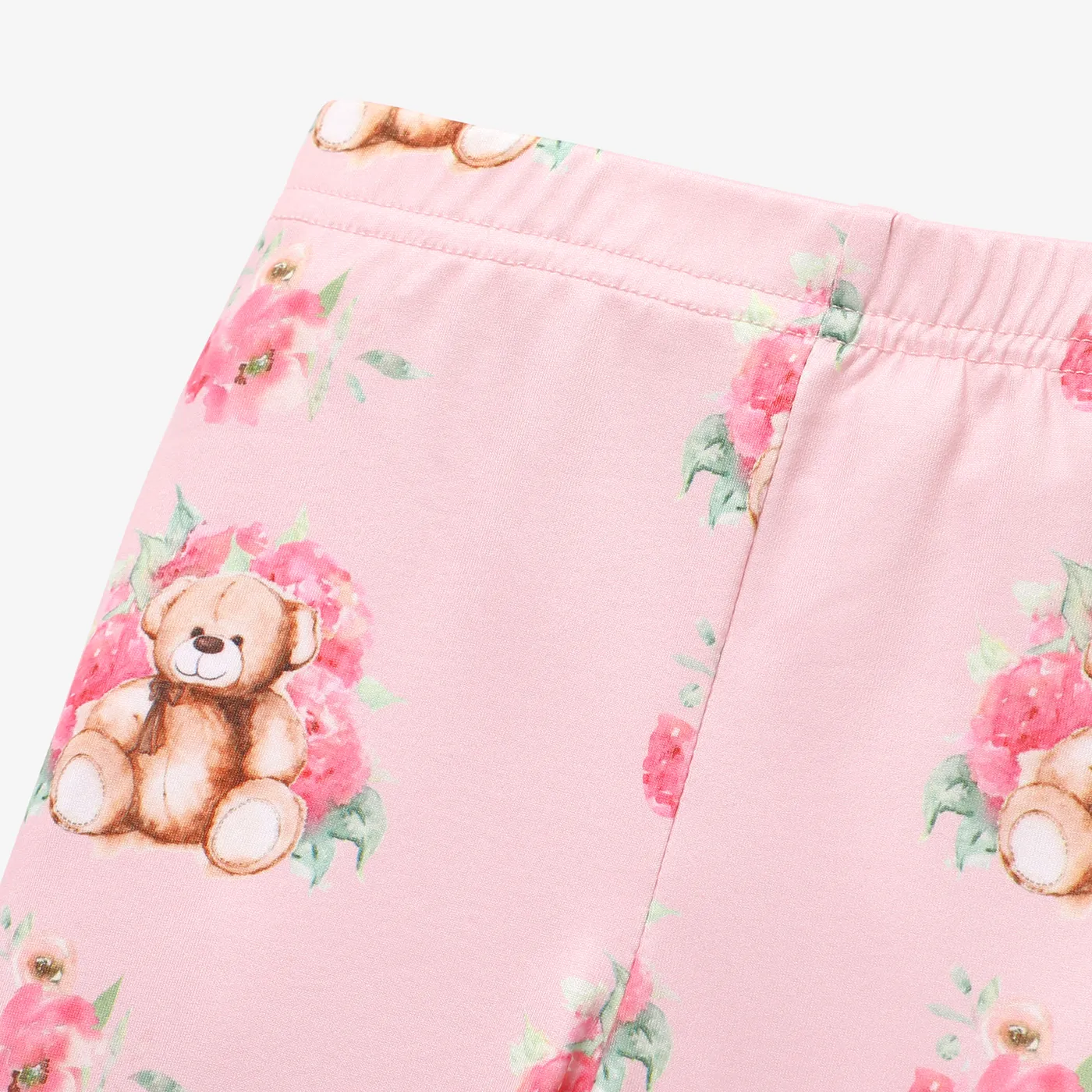 Baby Girl Allover Bear Print High Waist Leggings Pants Pink image 4