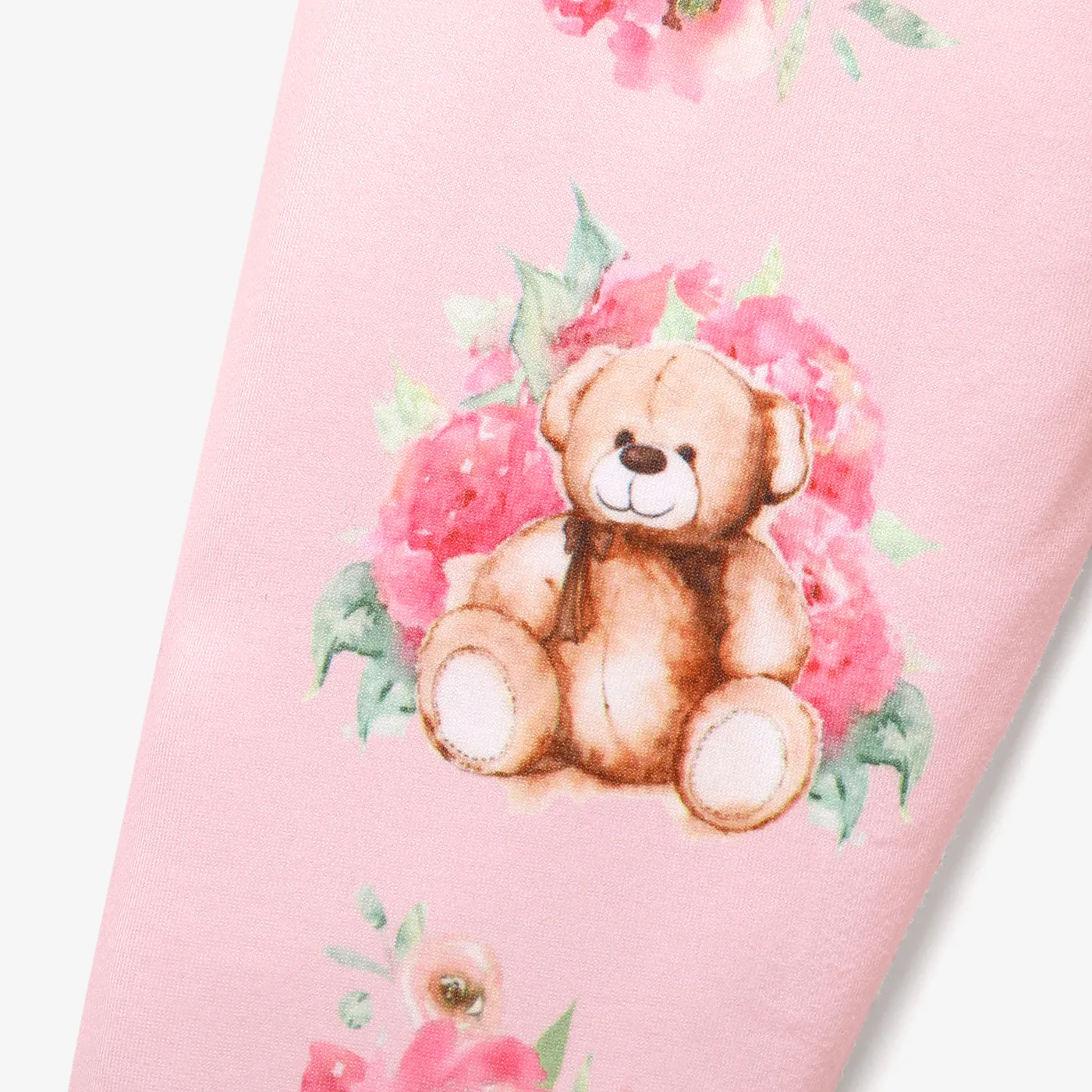 Baby Girl Allover Bear Print High Waist Leggings Pants Pink image 5