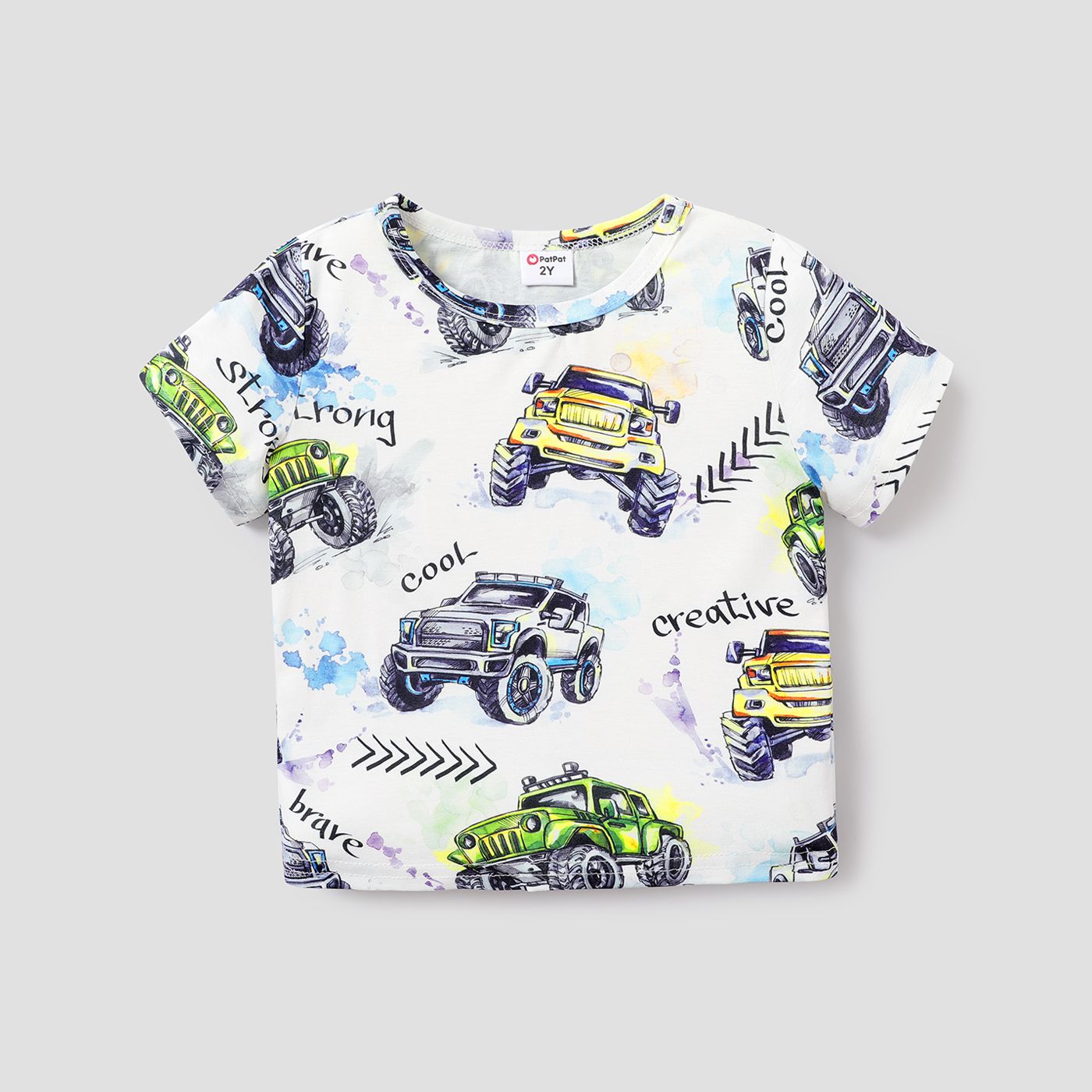 Toddler Boy Car & Letter Print Tee à Manches Courtes