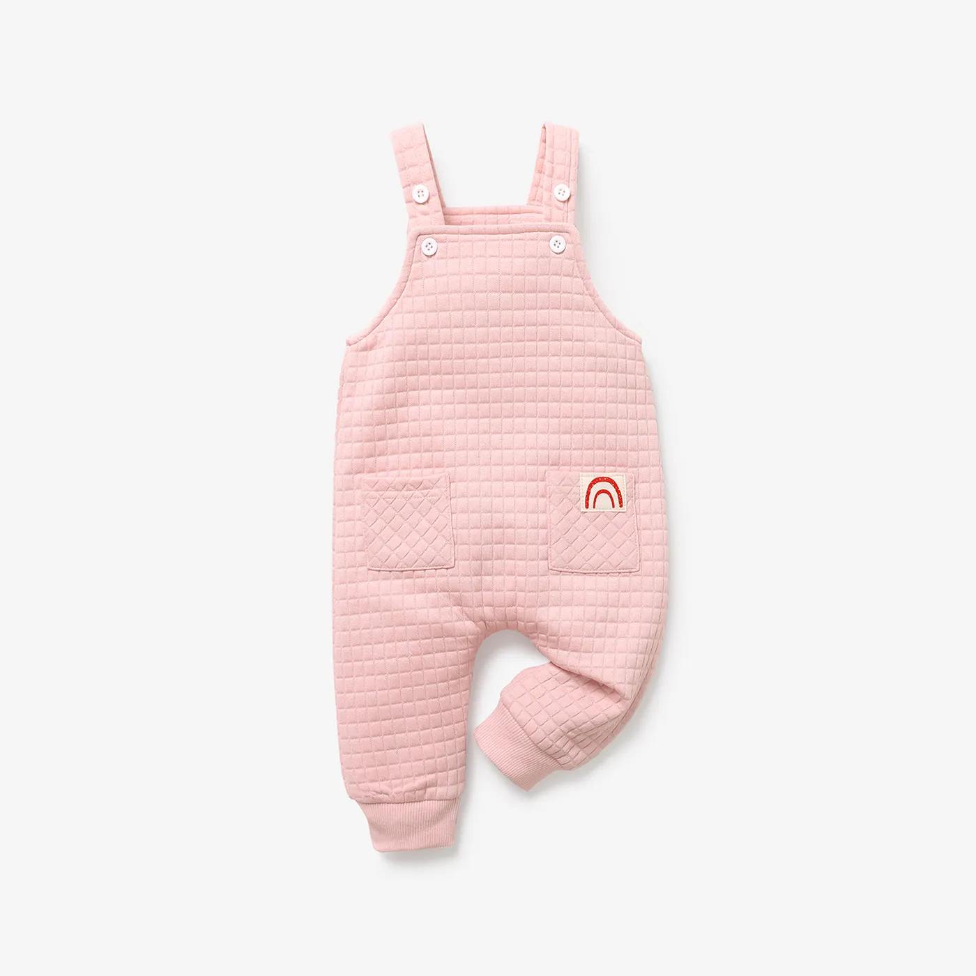 Baby Girl Rainbow Detail Pink Textured Overalls  big image 1