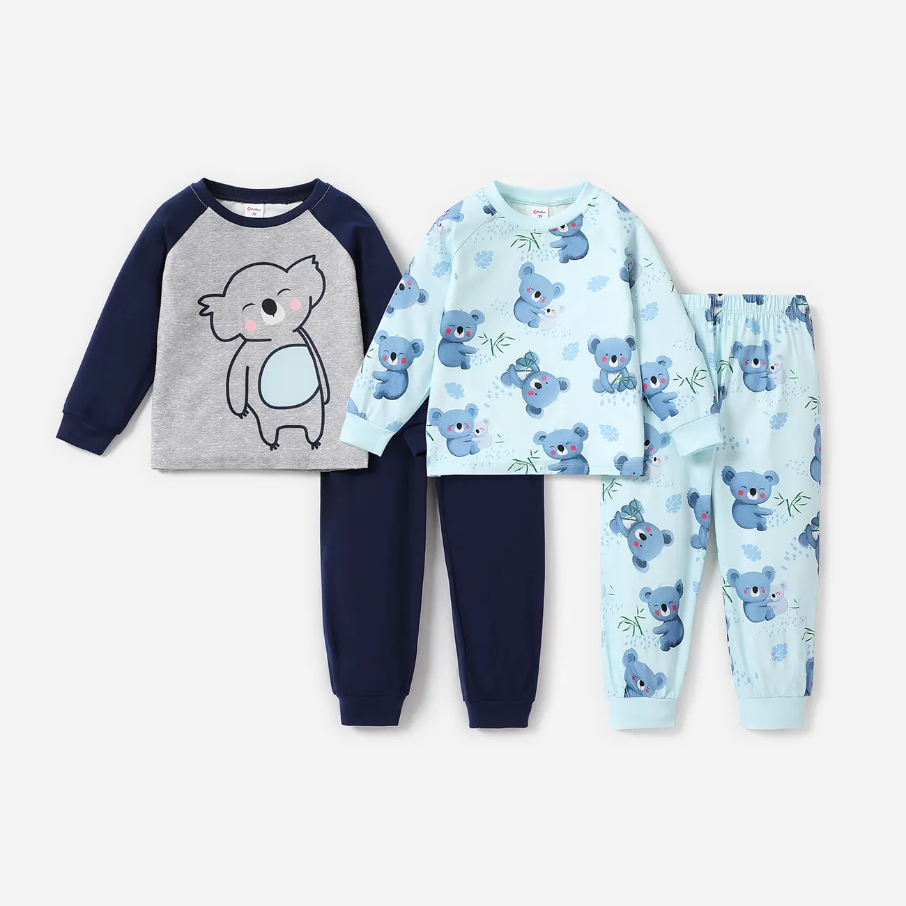 2 pièces Enfant en bas âge Garçon Couture de tissus Enfantin Koala Pyjamas Bleu Clair big image 1