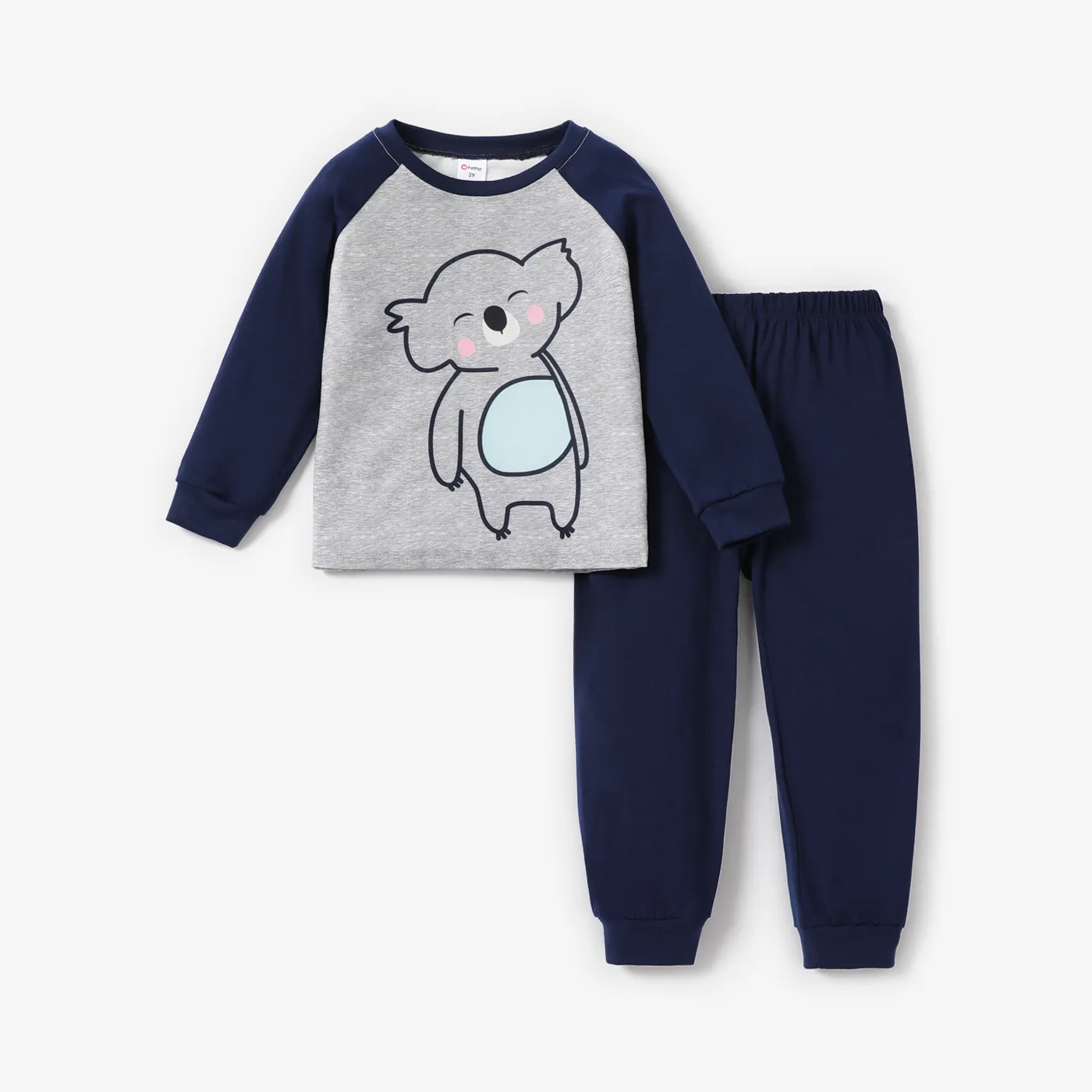 2pcs Baby/Toddler Boy Basic Koala Pattern Pajama Set Toddler Deep Blue