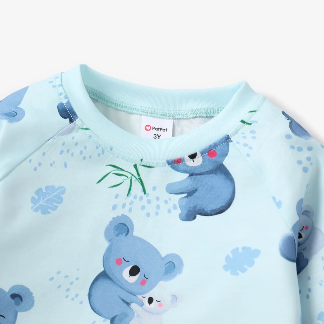 2pcs Toddler Boy Basic Koala Pattern Pajama Set Light Blue big image 1