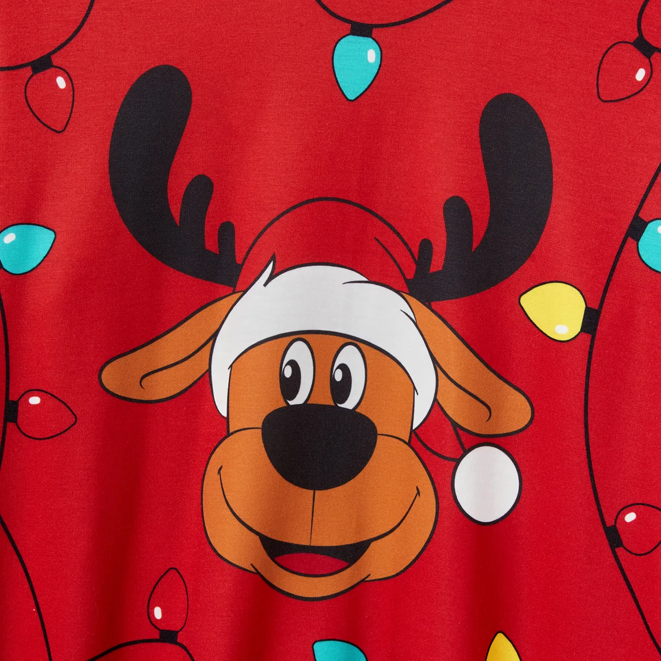Christmas Family Matching Cartoon Reindeer & Lightbulb Print Long Sleeves Tops Color block big image 1