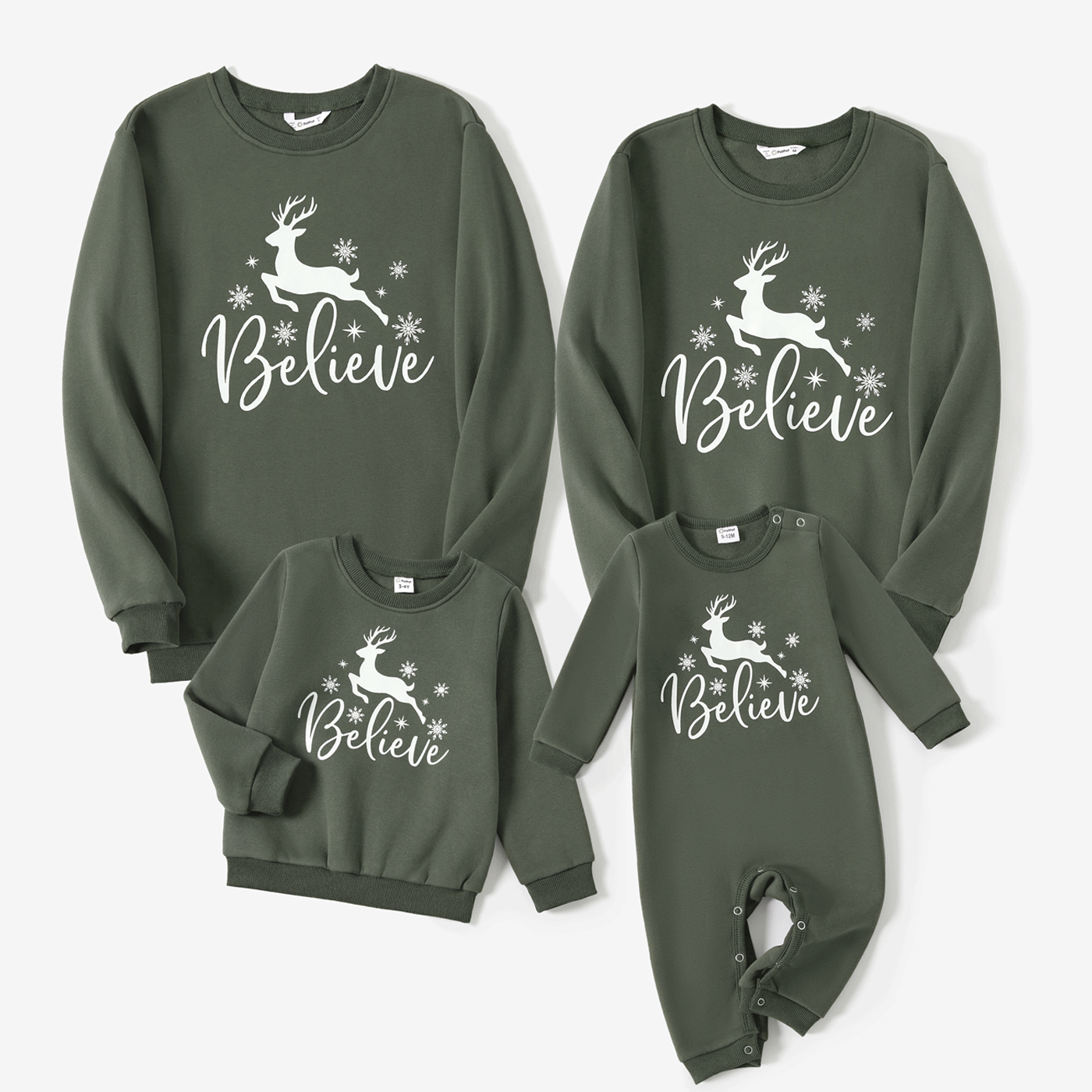 Christmas Family Matching Reindeer Print Glow In The Dark Long-sleeve Tops