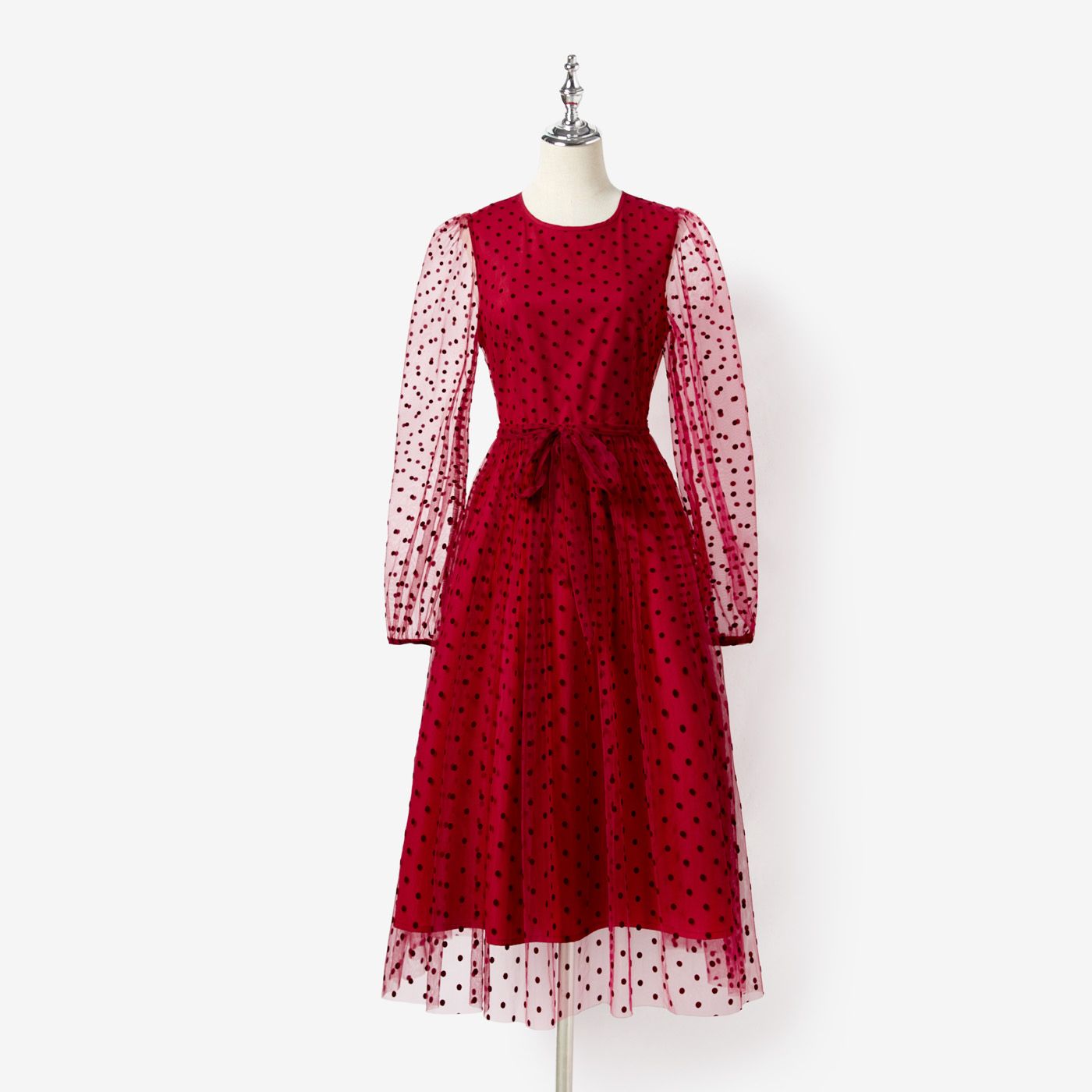 

Family Matching Color-block Tops and Polka Dots Mesh Dresses Sets