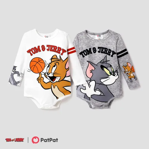 Tom and Jerry 嬰兒 男 鈕扣 童趣 長袖 連身衣