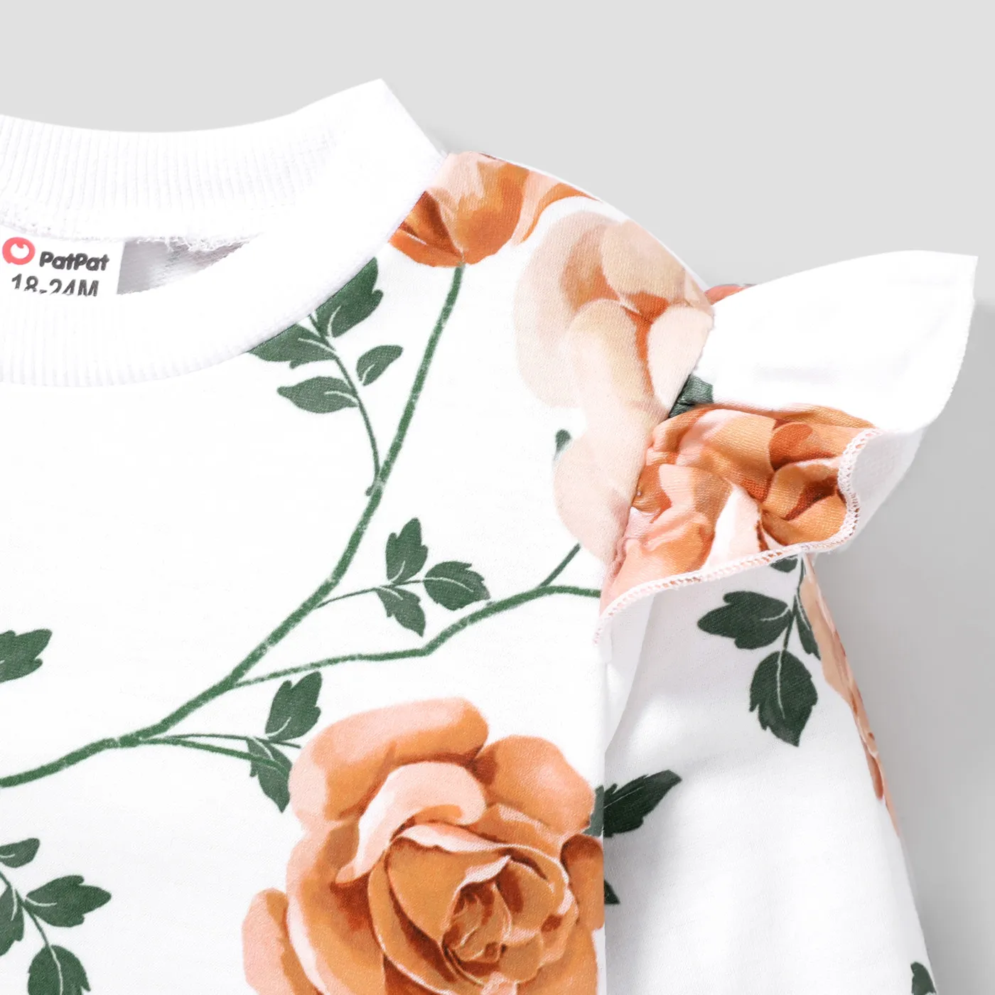 Toddler Girl Ruffled Floral Print Pullover Sweatshirt White image 3