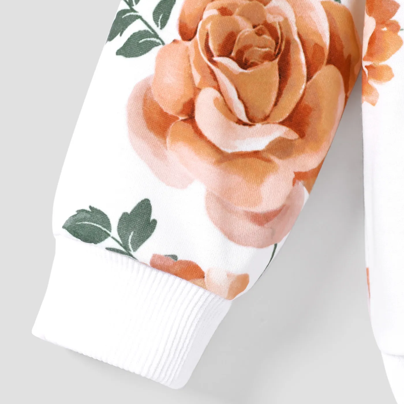 Toddler Girl Ruffled Floral Print Pullover Sweatshirt White image 4