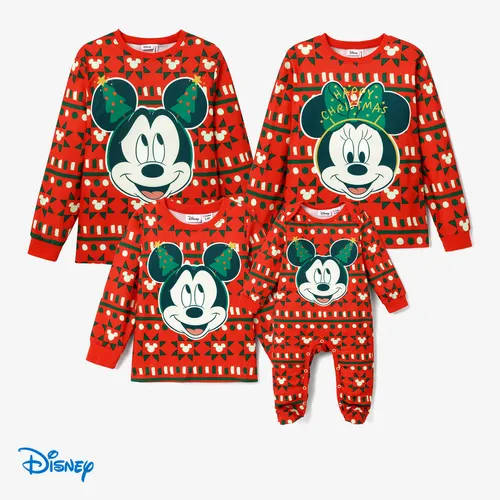 Disney Mickey and Friends Christmas Family Matching Pattern Print Long-sleeve Tops