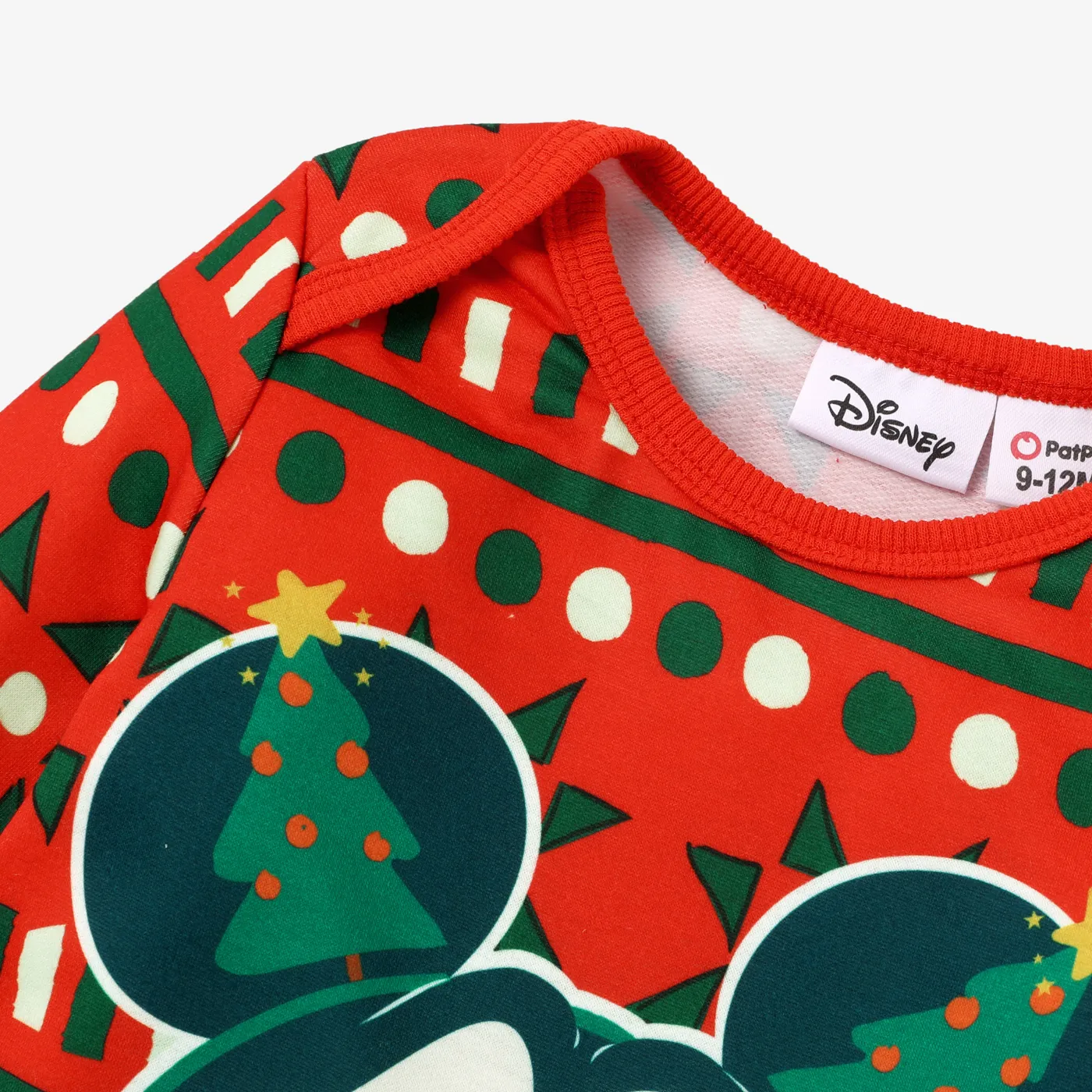 Disney Mickey and Friends Christmas Family Matching Pattern Print Long-sleeve Tops Red image 2