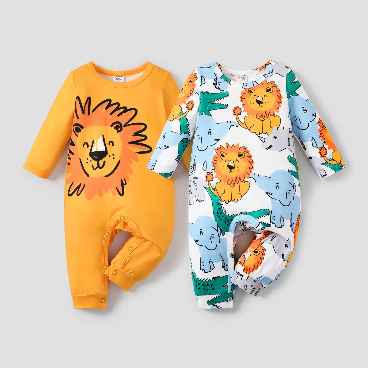 Baby Boy/Girl  Childlike Animal Print Button Long Sleeves Jumpsuit