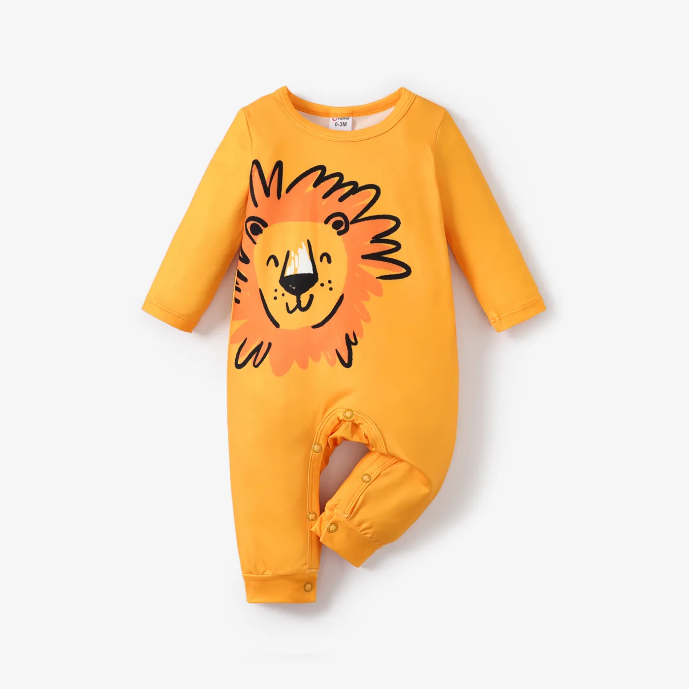 Baby Boy/Girl  Childlike Animal Print Button Long Sleeves Jumpsuit Yellow